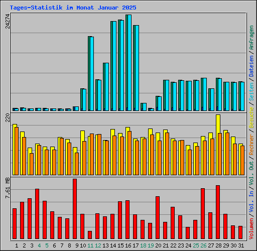 Tages-Statistik im Monat Januar 2025