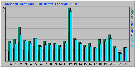 Stunden-Statistik im Monat Februar 2025